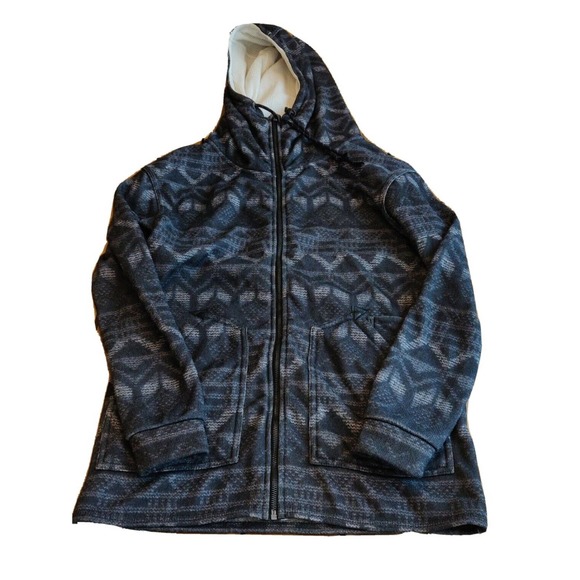 Burton Dry Ride Men's Jacket Hooded Full Zip Size M Gray Pattern
